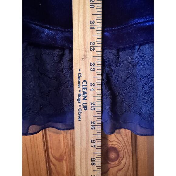 Sundance Royal Blue Velvet Lace Trim Long Sleeve Tunic Top Size S - Picture 5 of 5